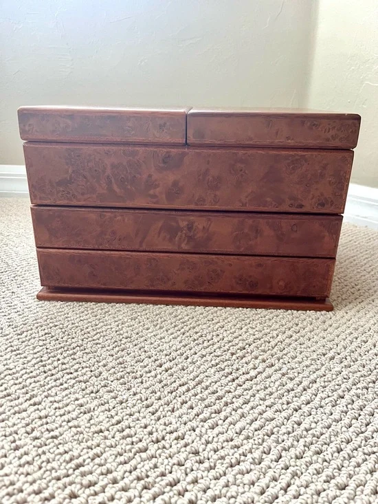 Vintage Italian Osvaldo Agresti for Frontgate Briarwood Burl Watch/Jewelry Box - Picture 1 of 10